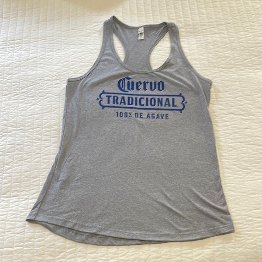 Ideal Women’s Jose Cuervo Gray Razorback Tank Top Blue Logo Size Large